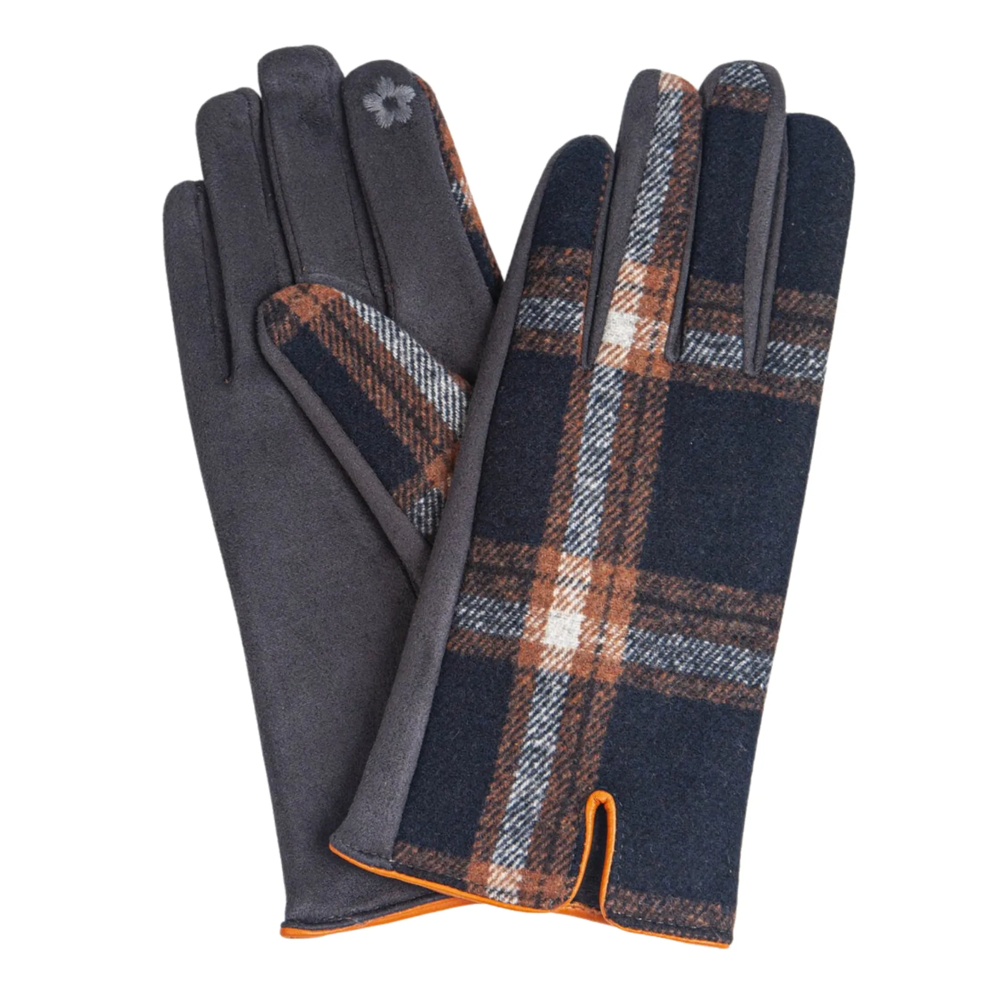 Gloves - Black Orange Tartan