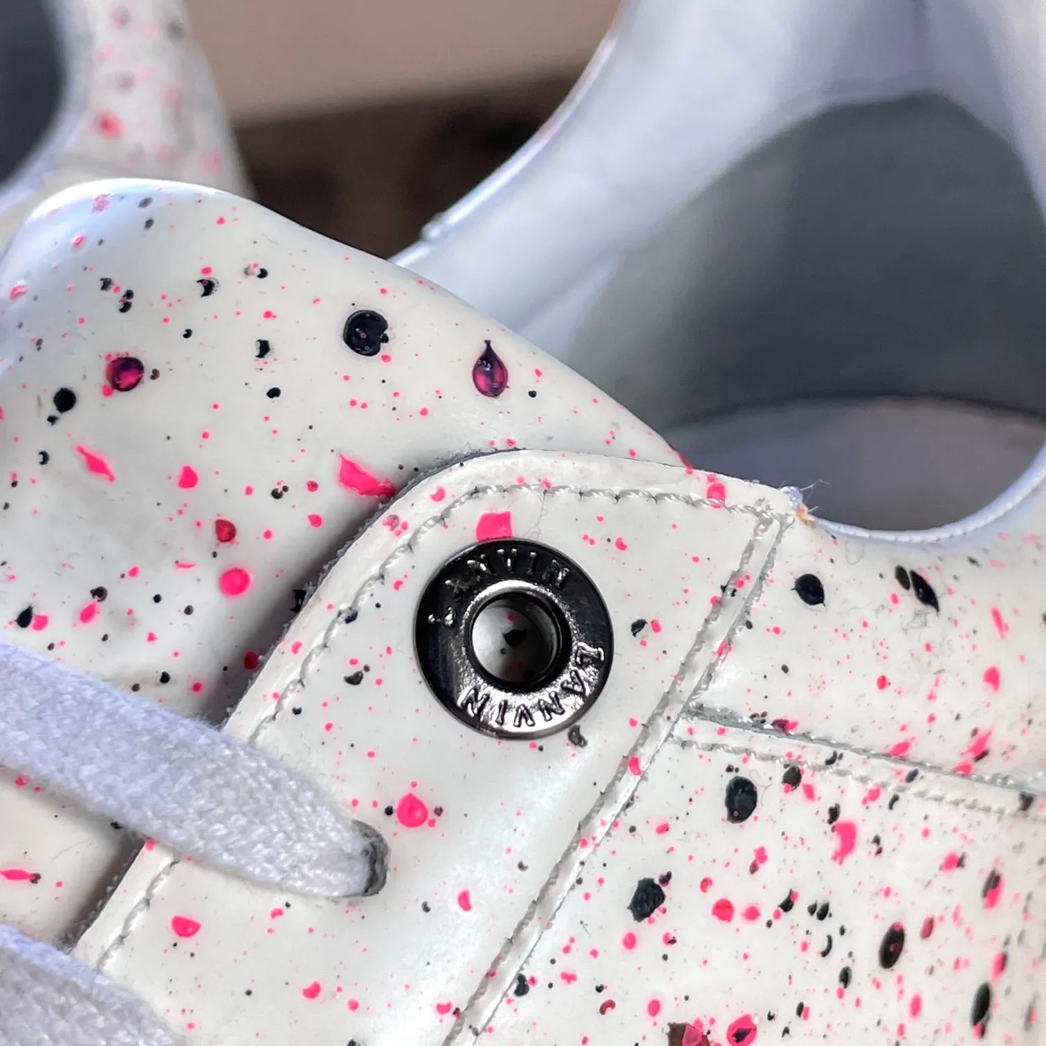 Lanvin White Tennis Sneakers with Paint-Splatter Effect