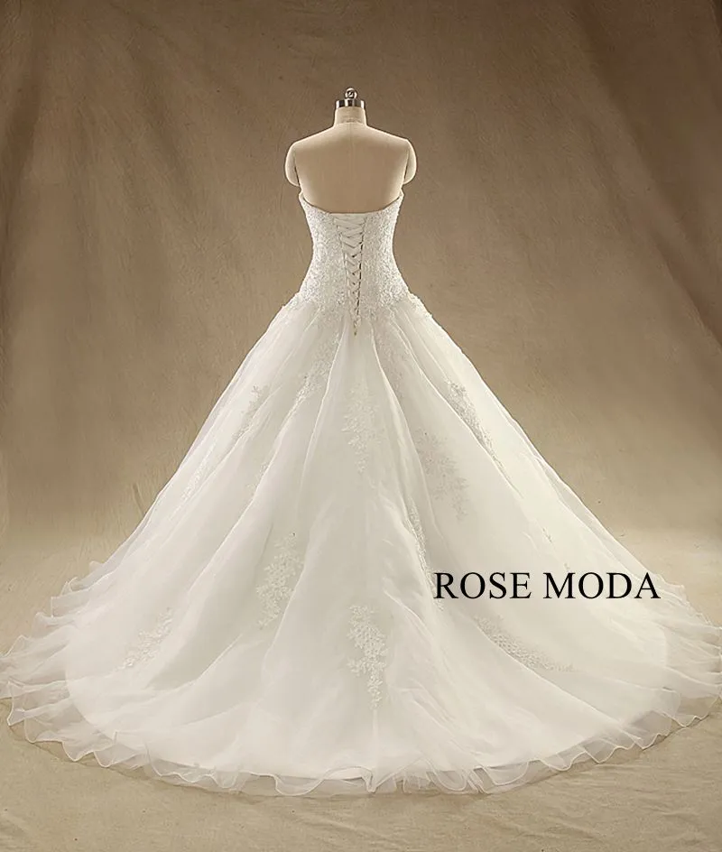 Rosemoda Structured Bodice Dropped Waist Ball Gown Wedding Dress