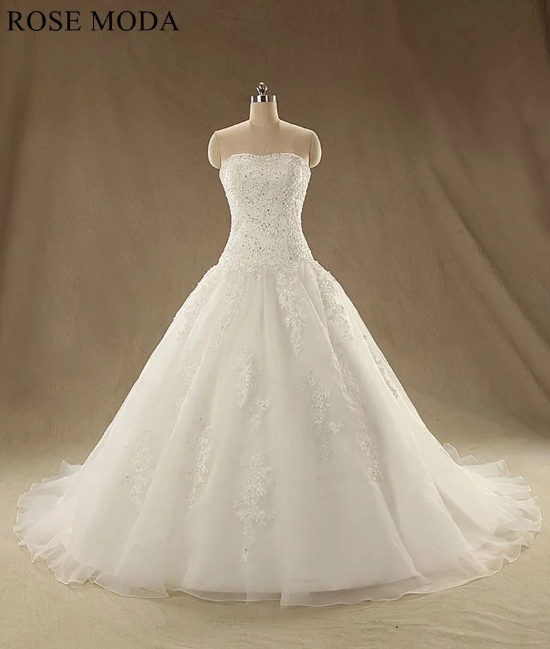 Rosemoda Structured Bodice Dropped Waist Ball Gown Wedding Dress