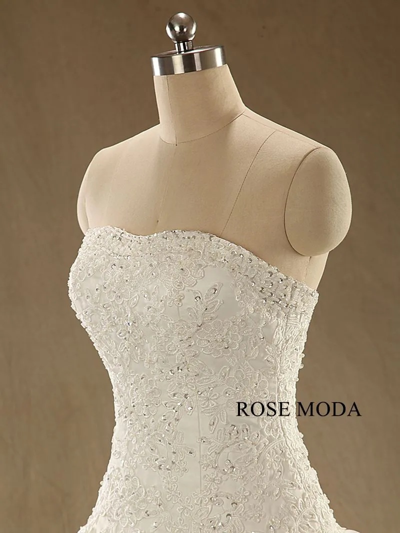 Rosemoda Structured Bodice Dropped Waist Ball Gown Wedding Dress