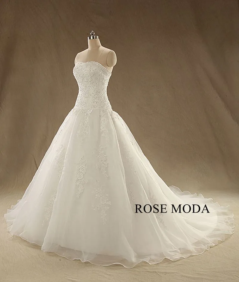 Rosemoda Structured Bodice Dropped Waist Ball Gown Wedding Dress